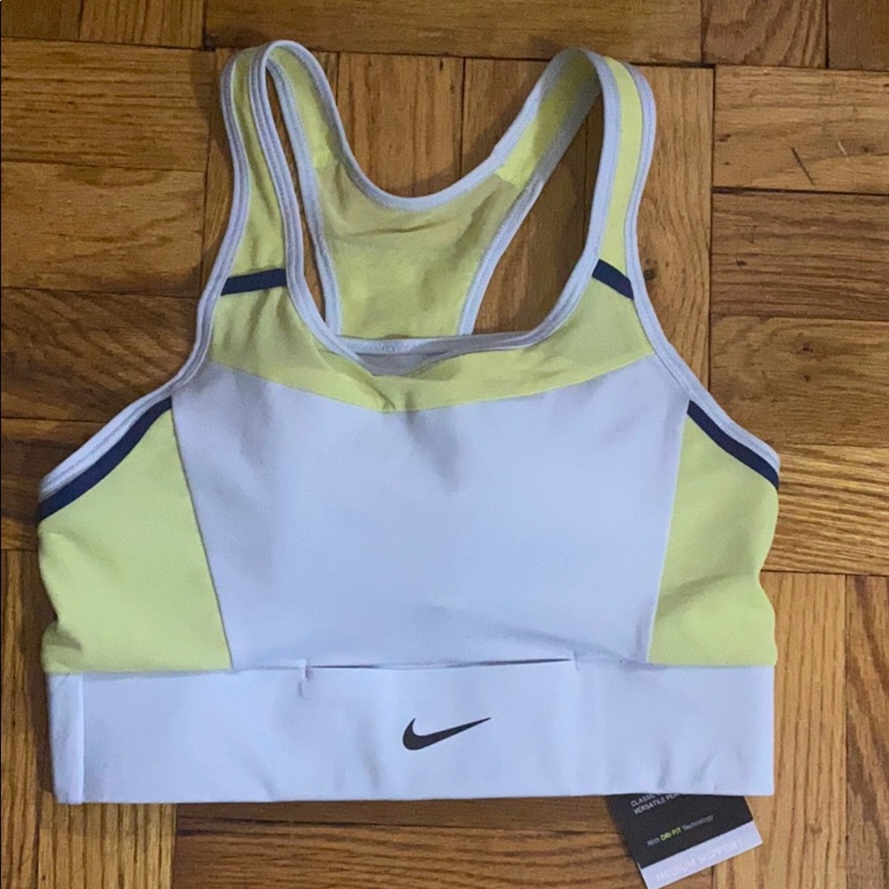 Nike Light Blue and Yellow Racerback Pocket Sports Bra